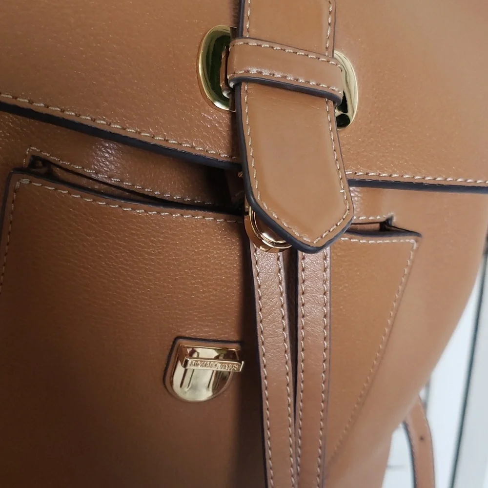 Michael Kors Remi Tan Leather Backpack